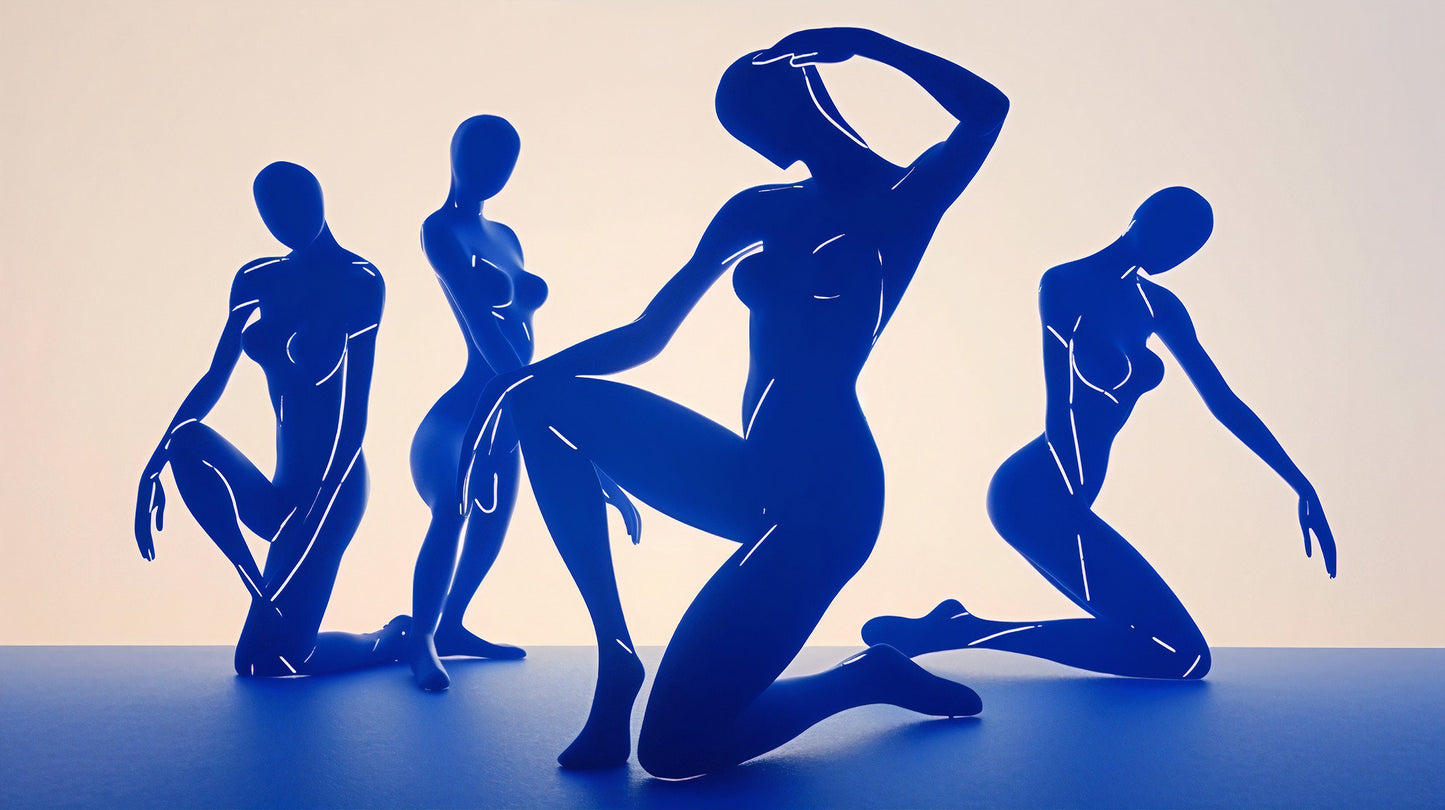 Blue Bodies Wallpaper | Matisse Inspired Mural | Blue Nudes Art Wallpaper | Naked Bodies Wallpaper | Female Wallpaper | Peel & Stick Mural