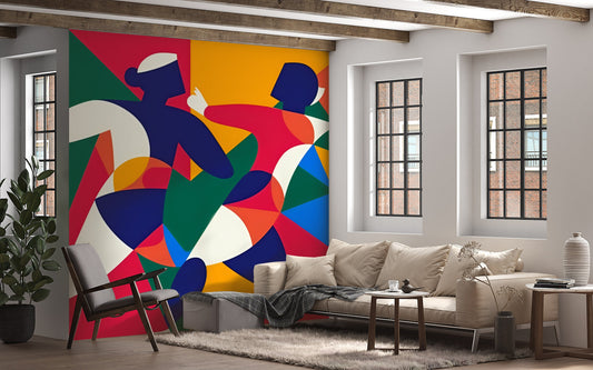 Abstract Matisse Peel and Stick Wallpaper. Colourful abstract removable mural