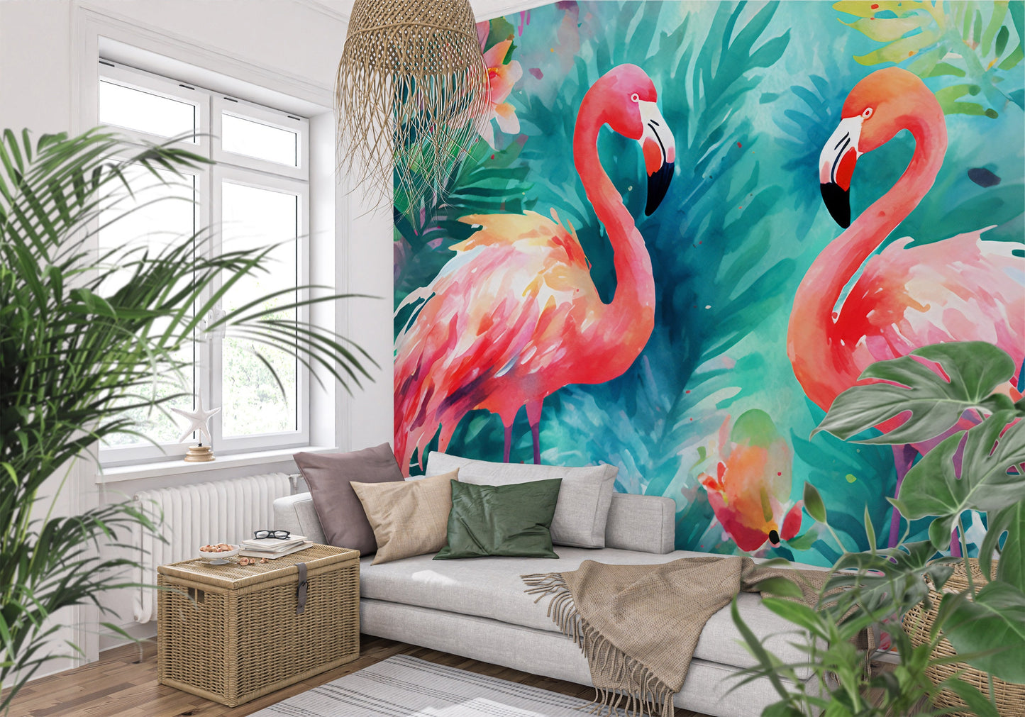 Pink Flamingo Wallpaper Wall Mural